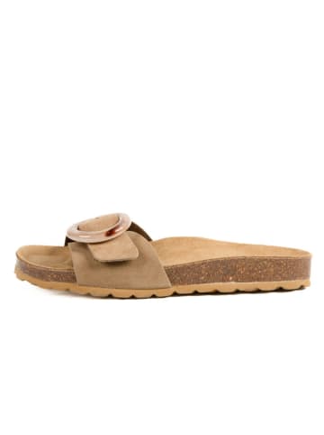 billowy Leren slippers bruin