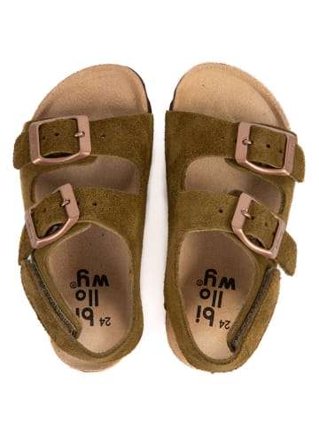 billowy Leren sandalen kaki