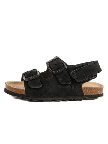 billowy Leder-Sandalen in Schwarz