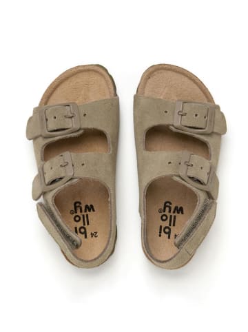 billowy Leder-Sandalen in Beige