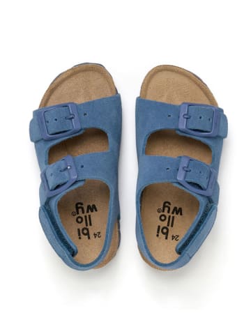 billowy Leder-Sandalen in Blau