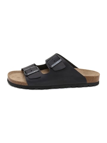 billowy Leder-Pantoletten in Schwarz
