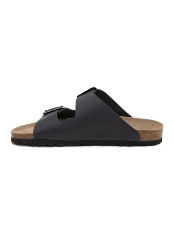 billowy Leder-Pantoletten in Schwarz