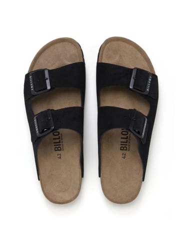 billowy Leder-Pantoletten in Schwarz