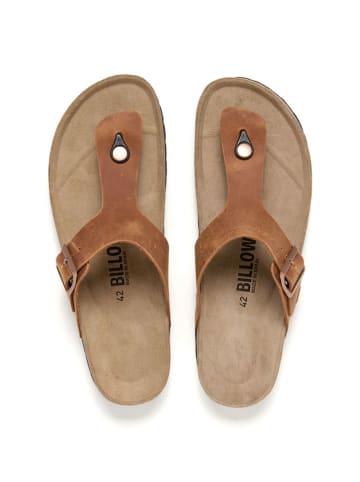 billowy Leren teenslippers lichtbruin