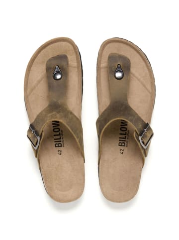 billowy Leren teenslippers bruin