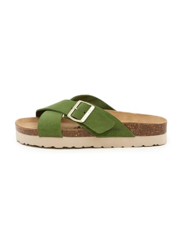 billowy Leren slippers groen