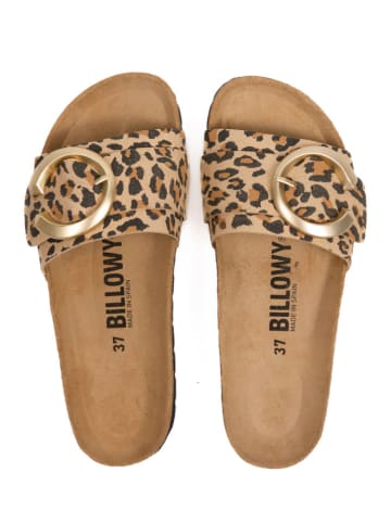 billowy Pantoletten in Braun/ Beige