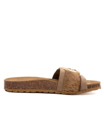 billowy Leren slippers bruin