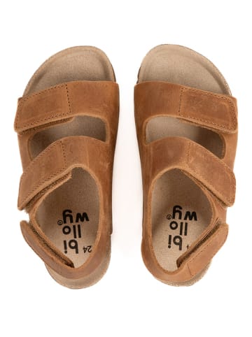 billowy Leren sandalen "Rosso" lichtbruin