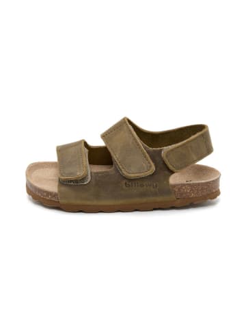 billowy Leder-Sandalen in Khaki