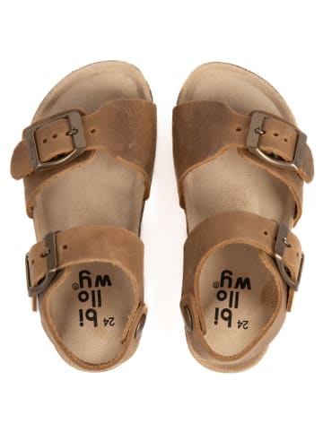 billowy Leren sandalen "Rosso" lichtbruin