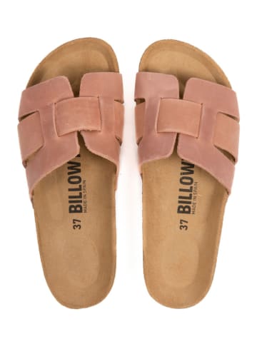 billowy Leder-Pantoletten in Rosa