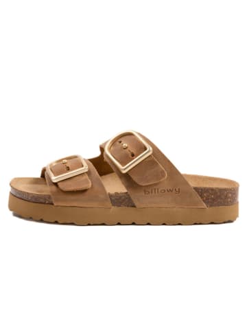 billowy Leren slippers lichtbruin