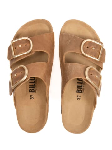 billowy Leren slippers lichtbruin