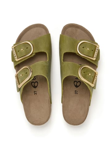 billowy Leren slippers groen