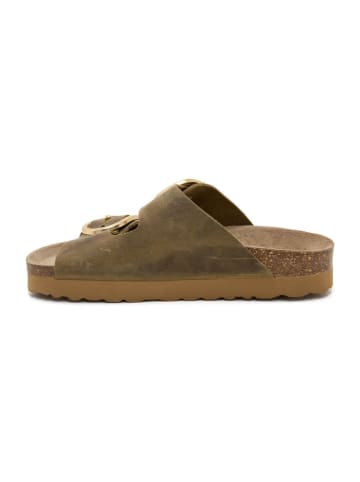 billowy Leren slippers bruin