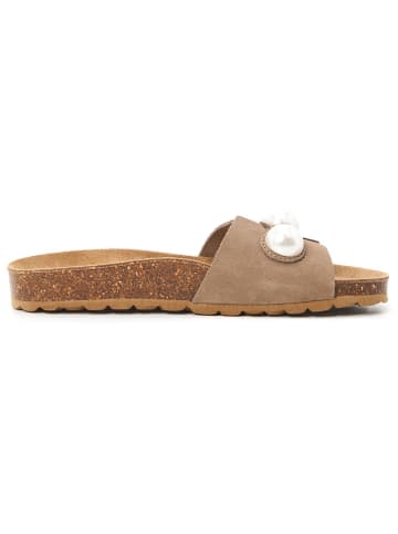 billowy Leren slippers bruin