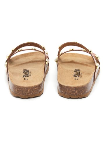 billowy Leren slippers lichtbruin