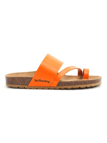 billowy Leder-Zehentrenner in Orange