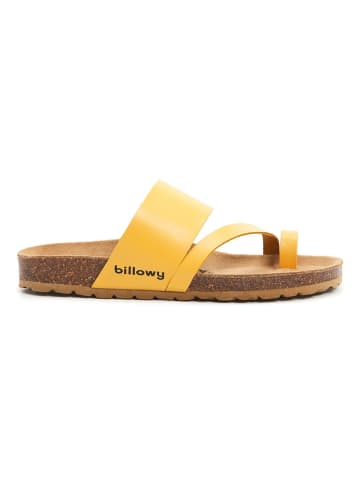 billowy Leren teenslippers geel