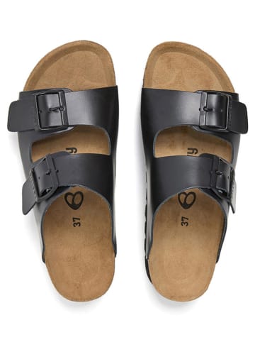 billowy Leren slippers zwart