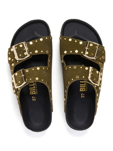 billowy Leren slippers kaki