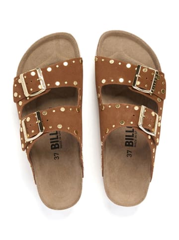 billowy Leren slippers lichtbruin