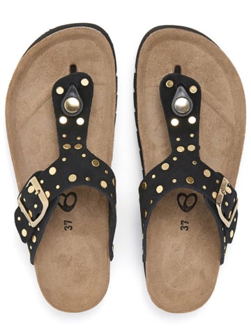 billowy Leren teenslippers zwart