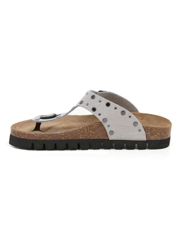 billowy Leren teenslippers lichtgrijs