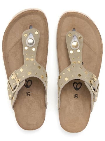 billowy Leren teenslippers beige