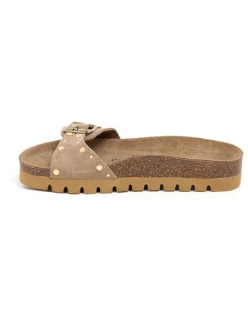 billowy Leren slippers lichtbruin