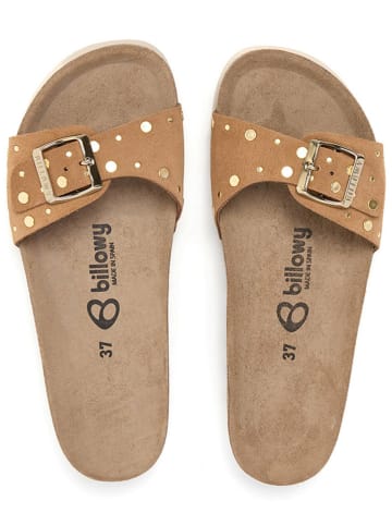 billowy Leren slippers lichtbruin