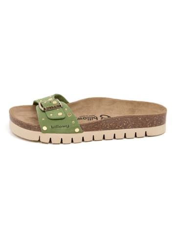 billowy Leren slippers groen