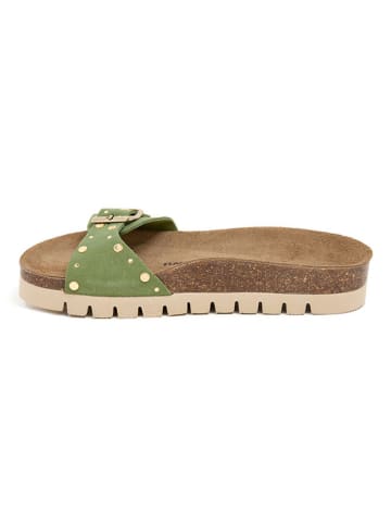 billowy Leren slippers groen