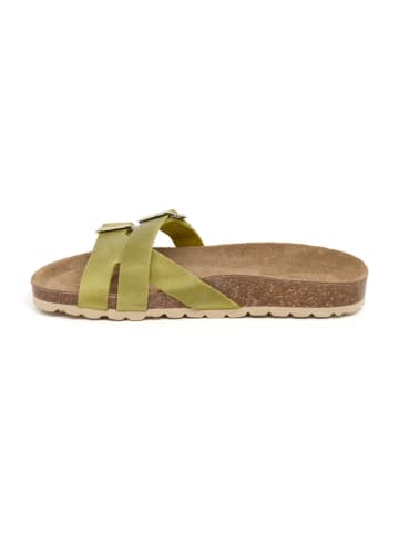 billowy Leren slippers groen