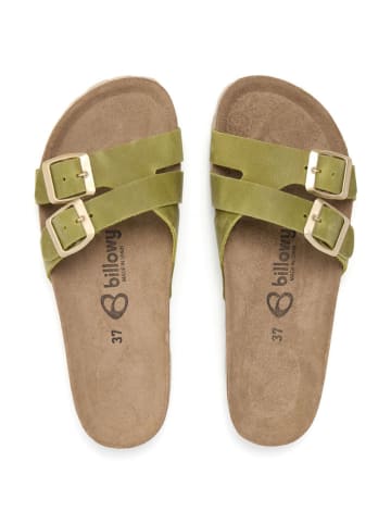 billowy Skórzane klapki w kolorze zielonym