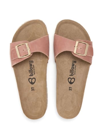 billowy Leder-Pantoletten in Rosa