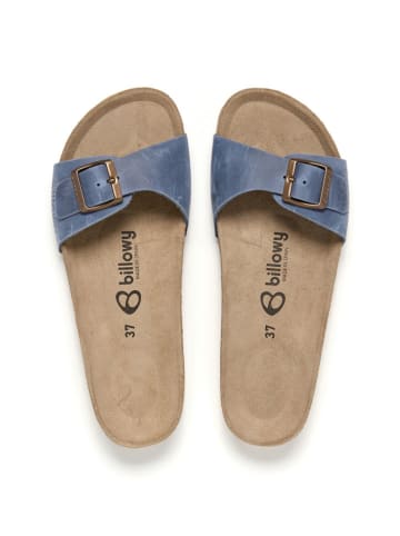 billowy Leder-Pantoletten in Blau