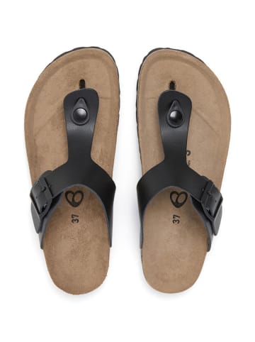 billowy Leder-Zehentrenner in Schwarz