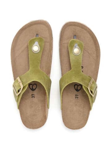 billowy Leren teenslippers groen