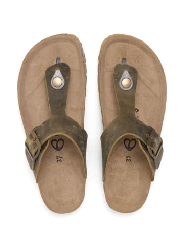 billowy Leren teenslippers bruin