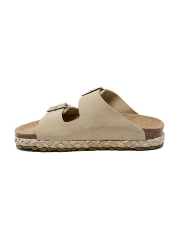 billowy Leren slippers beige