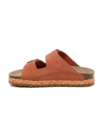 billowy Leder-Pantoletten in Rot