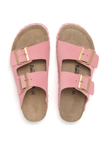 billowy Leren slippers lichtroze