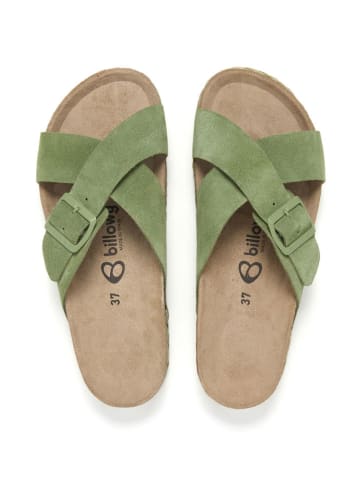 billowy Leren slippers groen