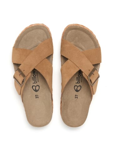 billowy Skórzane klapki w kolorze jasnobrązowym