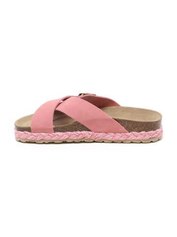 billowy Leren slippers lichtroze