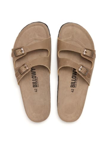 billowy Leren slippers beige