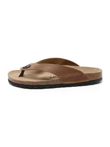 billowy Leren teenslippers lichtbruin